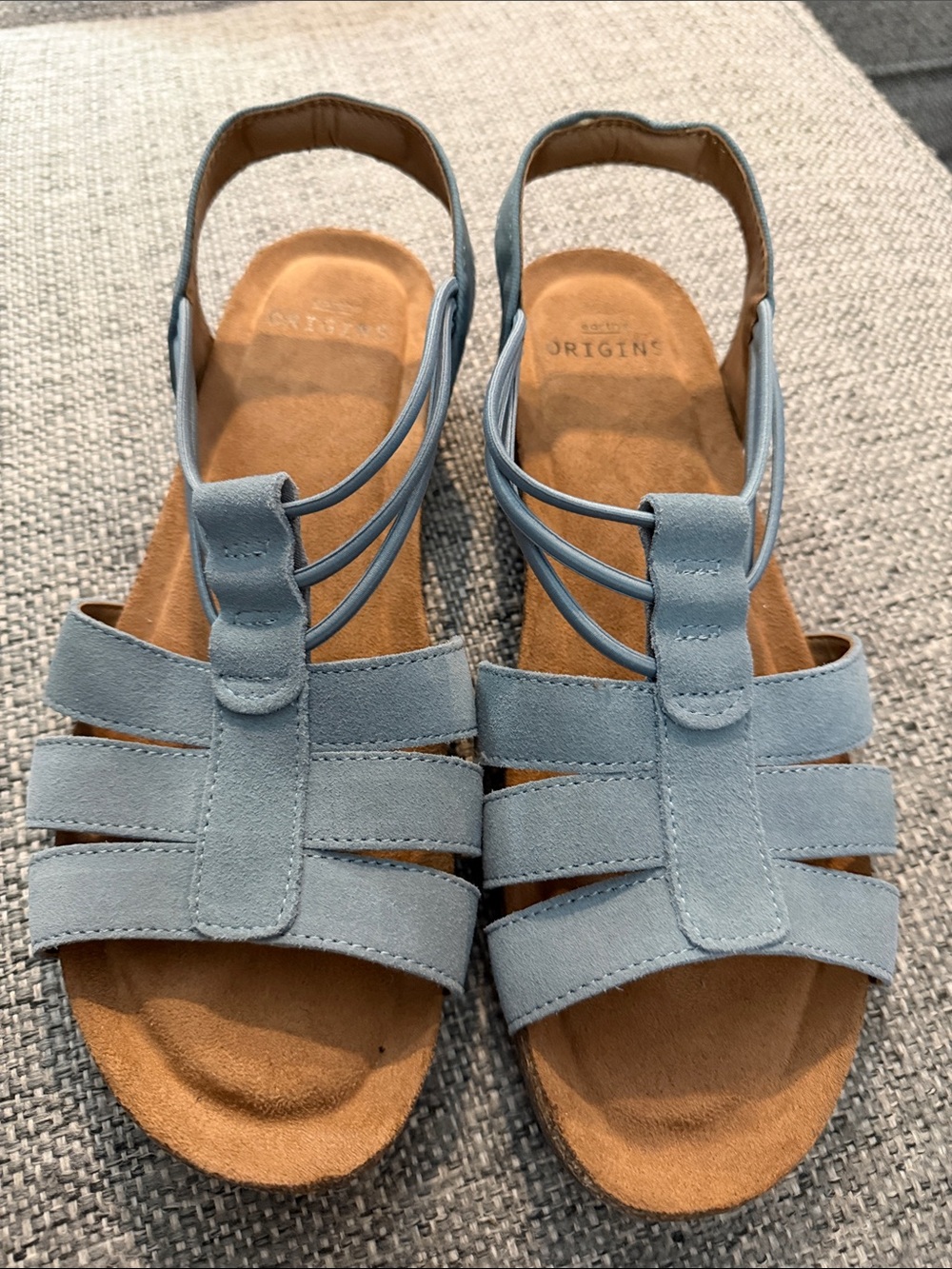 NEW Earth Origins Laney Slingback Sandals Moroccan Blue Suede Elastic Size 9